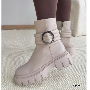 Botin beige aplique tacon 5cm  7692-H353  C-F