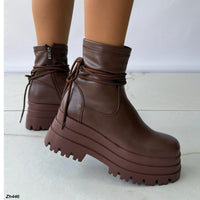 Botin café detalle cordon plataforma 7cm  HX3112-B9942