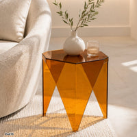 Mesa auxiliar acrílico naranja de triángulos  40cm* 40cm* 43cm