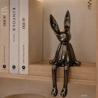 Articulo decorativo conejo plateado grande  14cm* 12cm* 36cm