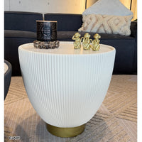 Mesa de policuero mediana beige piedra blanco  45cm* 45cm