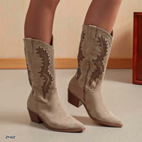 Bota texana beige detalles  tacon 6cm  A9998  C-141