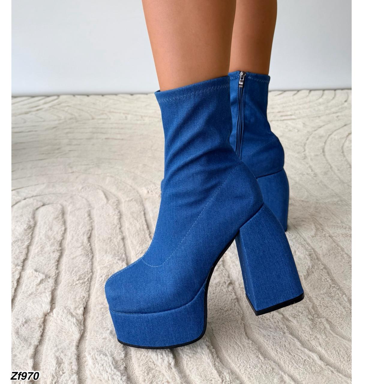Botin azul plataforma 4cm tacon 12cm   F07   C-1