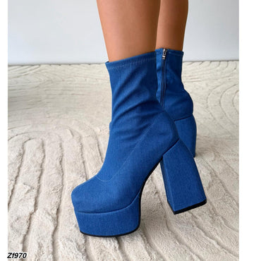 Botin azul plataforma 4cm tacon 12cm   F07   C-1