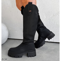 Bota caña alta negro detalle mm suela 6cm  AM7557  C-64