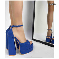 Sandalia azul tacon 14cm plataforma 4cm   P-1242    C3