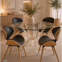 Mesa de vidrio base metalica blanca  80cm* 75cm