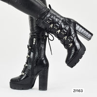 Botin negro textura tacon 12cm   LA-185   C36