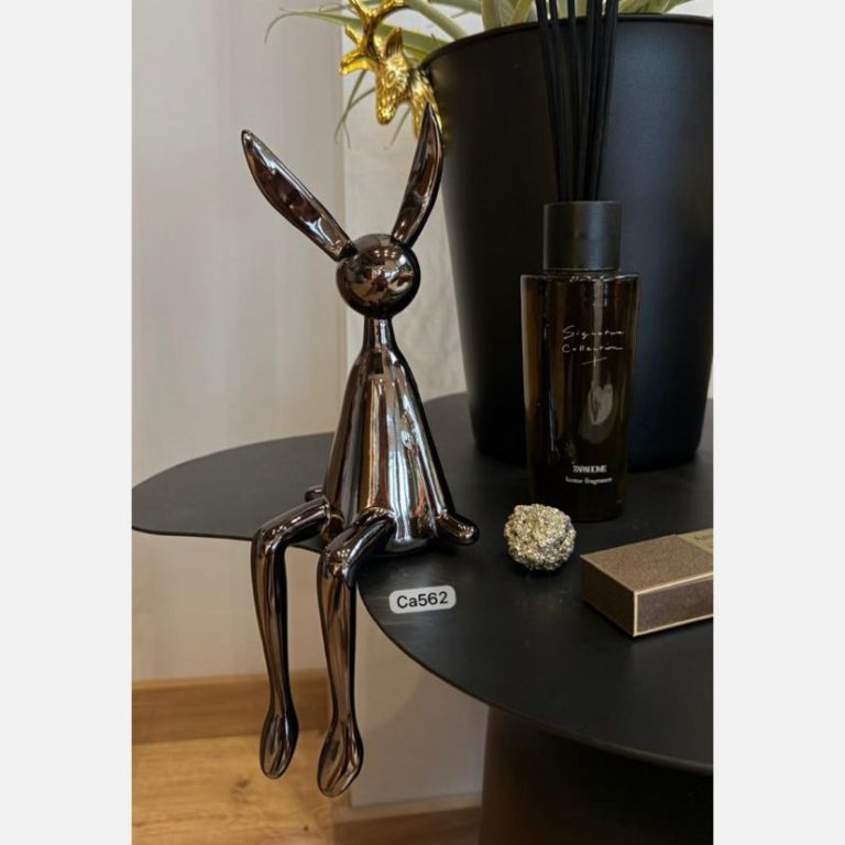 Articulo decorativo conejo plateado oscuro pequeño  9cm* 9cm* 28cm