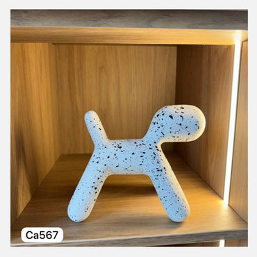 Articulo decorativo perro blanco puntos negro pequeño  19cm* 11.5cm* 16cm