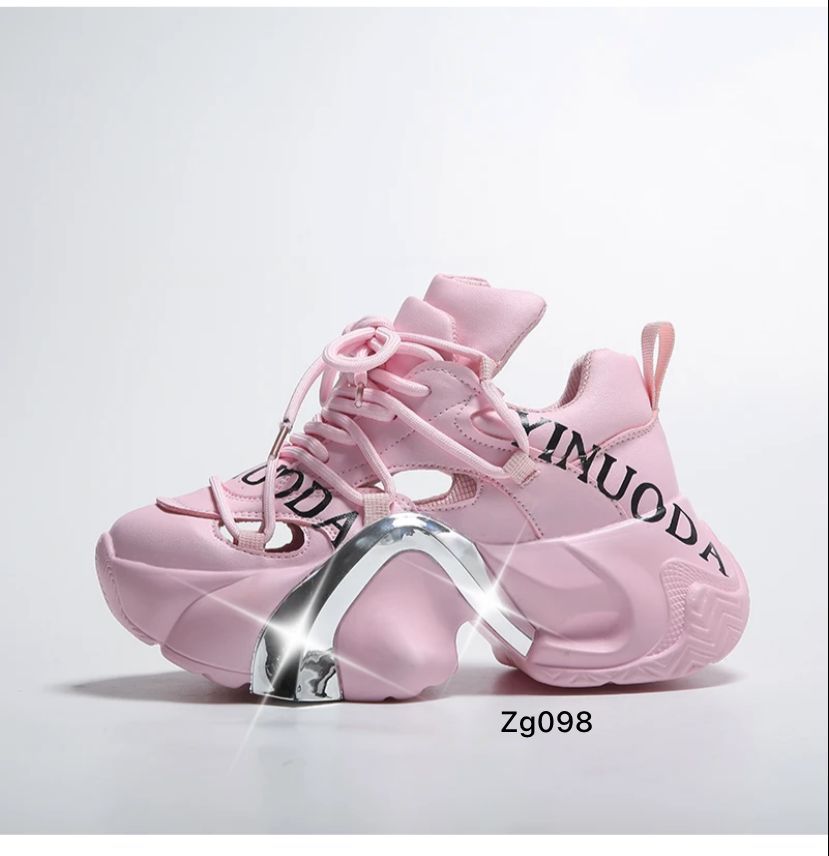 Tenis rosado detalle plateado suela 5cm   X-21   C-2