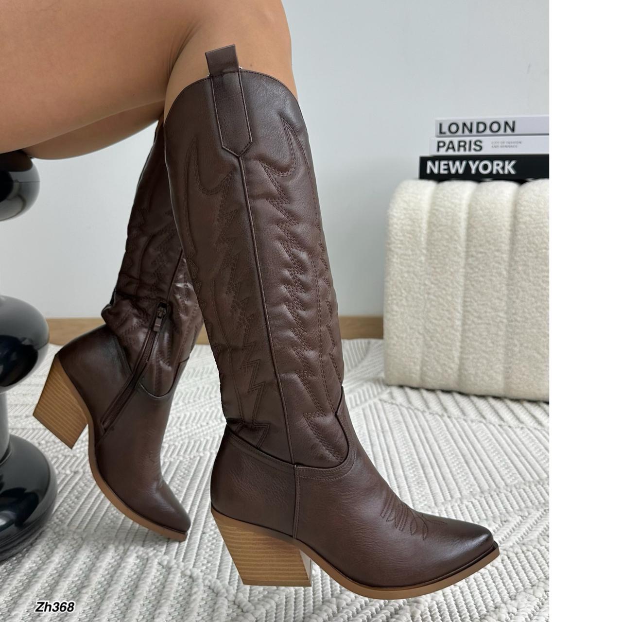 Bota texana café oscuro tacon 7cm  Y03  C-108