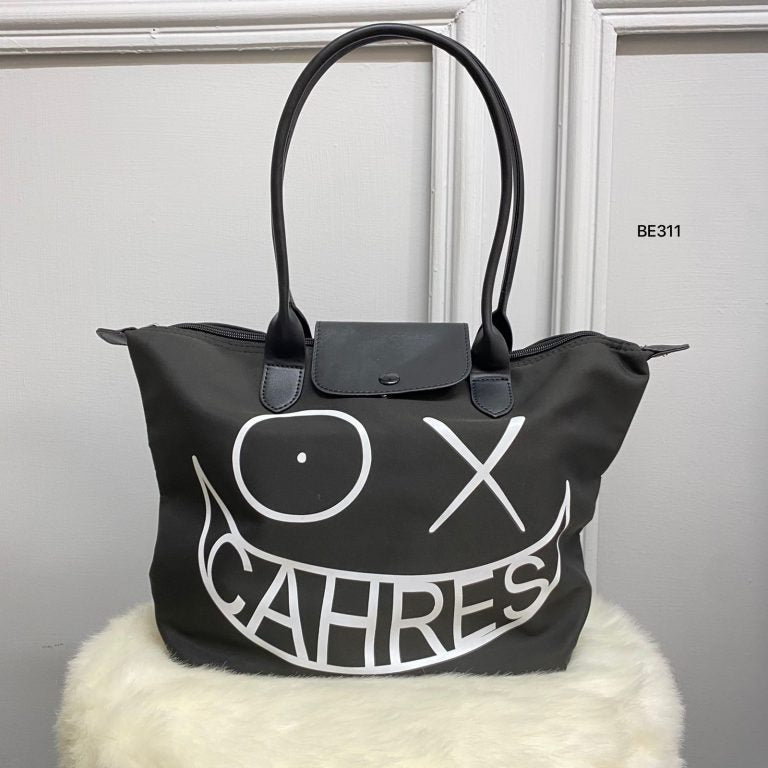 Bolso negro detalles blanco  41cm*  27cm  17173  C-B