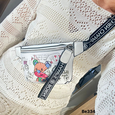 Riñonera blanca detalles colores  19cm*  13cm  1059  C-B
