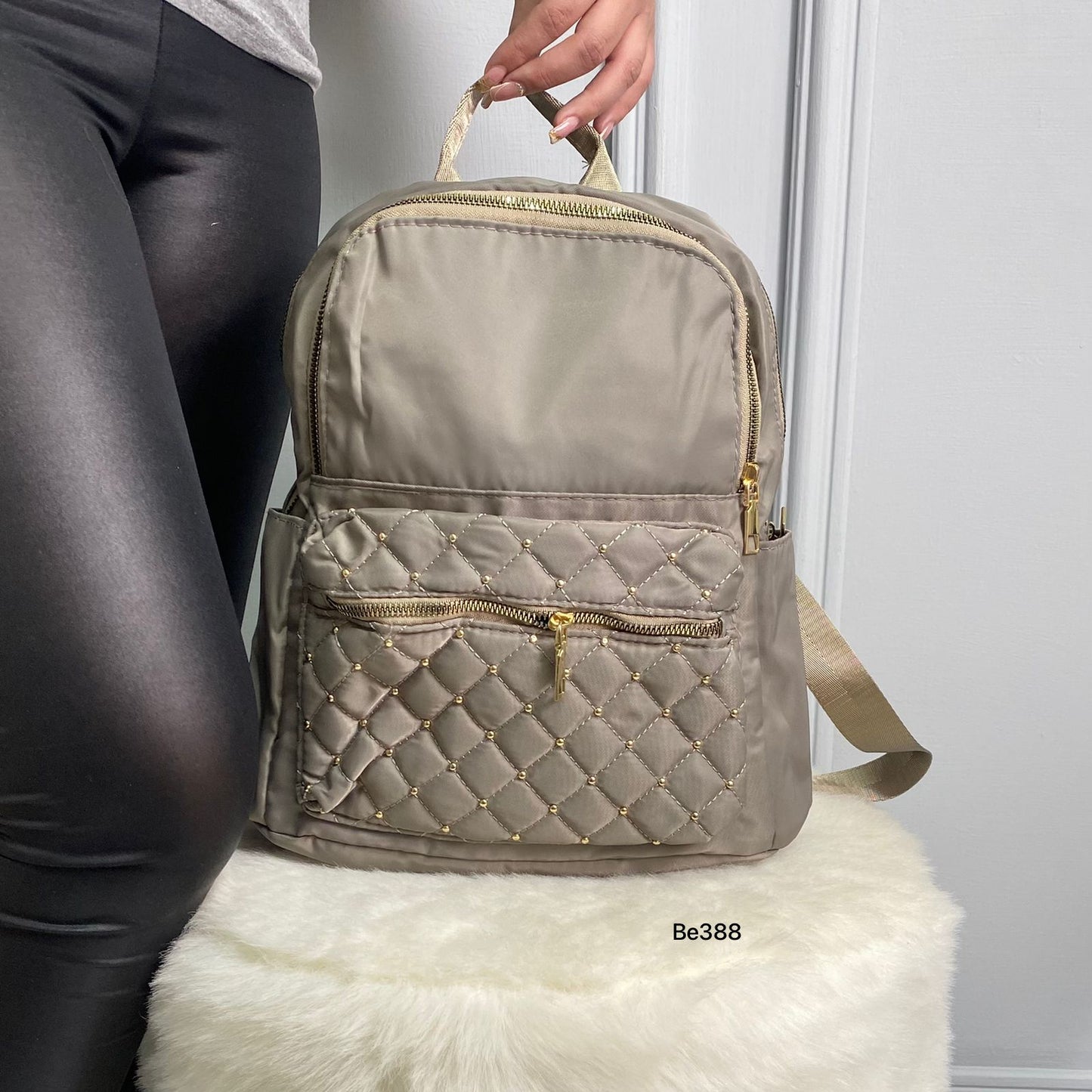 Morral gris apliques dorados  30cm*  33cm   1156  C-B