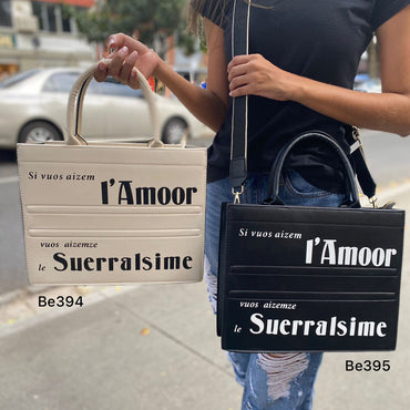 Bolso beige detalles negros  27cm* 34cm* 8cm  XCY-0096  C-B