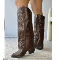 Bota texana café doblez tacon 7cm  HX3157-B9545