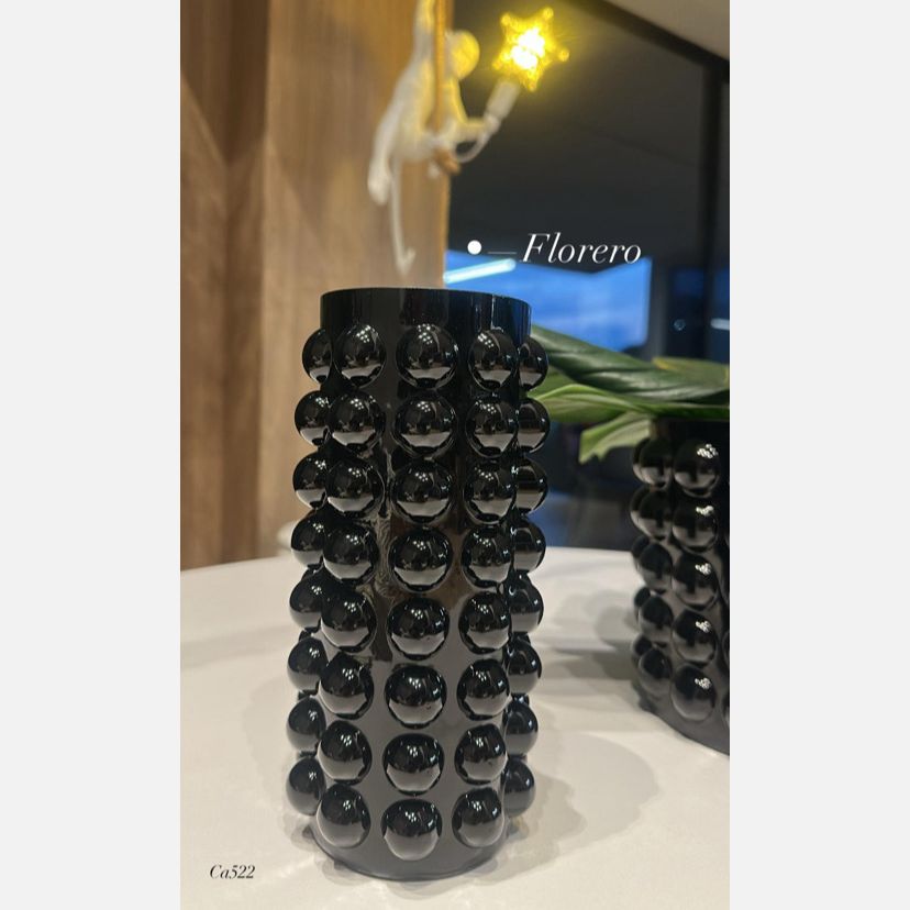 Florero negro diseño burbujas cristal  pequeño  8cm* 21,5cm