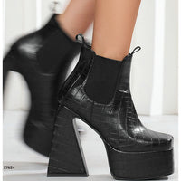 Botin negro textura plataforma 5cm tacon 14cm  BT15  C-1