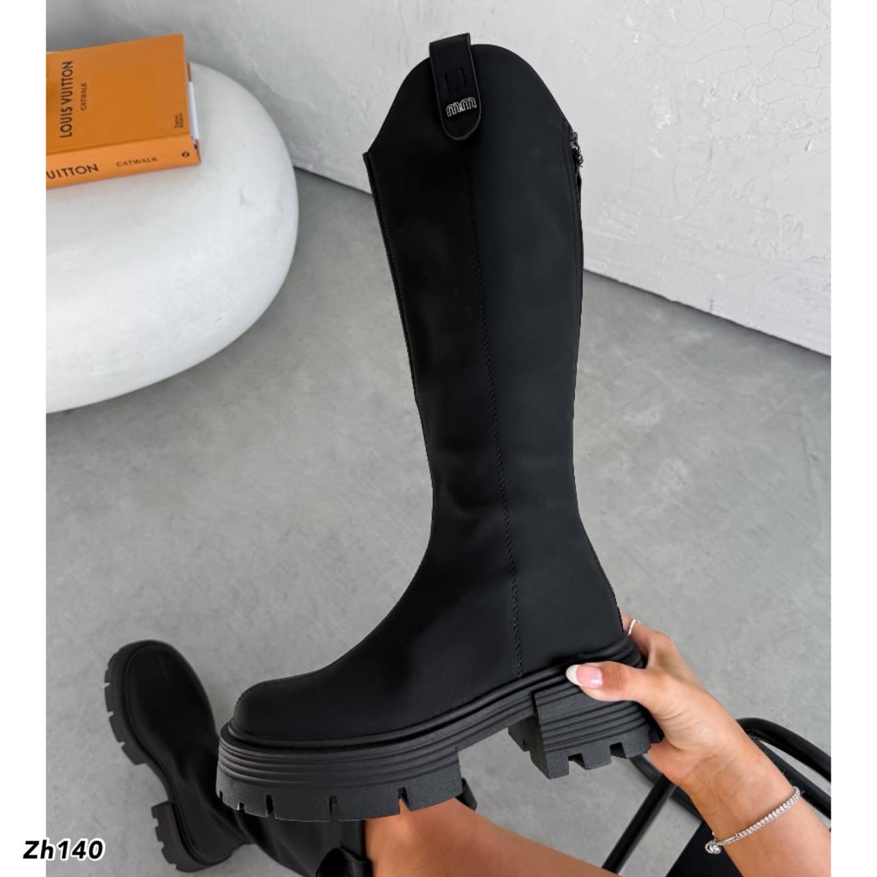 Bota caña alta negro detalle mm suela 6cm  AM7557  C-64