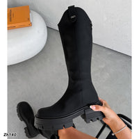 Bota caña alta negro detalle mm suela 6cm  AM7557  C-64