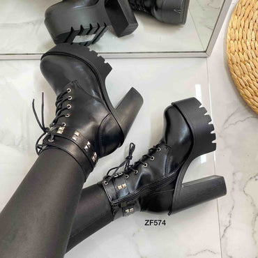 Botin negro apliques plateados tacon 12cm   169-24   C-3