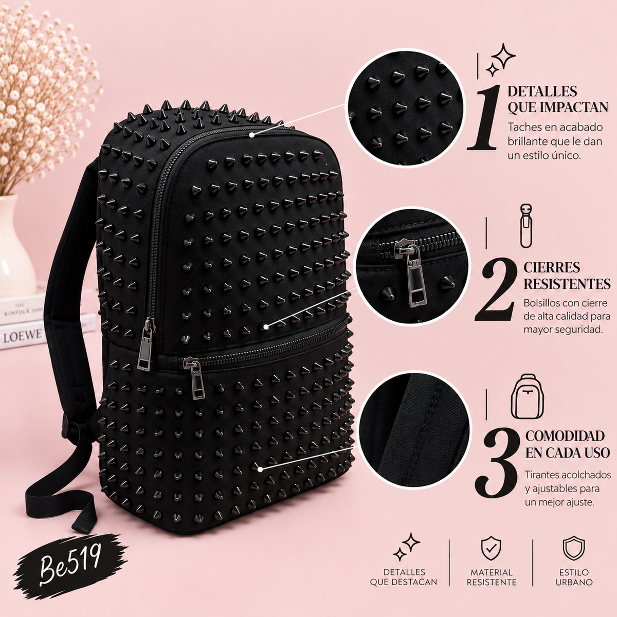 Morral negro de taches lona       24035