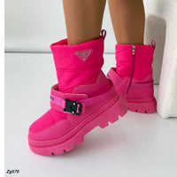 Botin rosado detalles correa suela 4cm   NB613  C-69