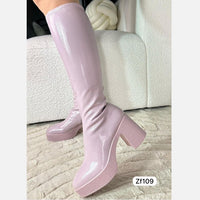 Bota caña alta lila tacon 9cm   Z521  C35