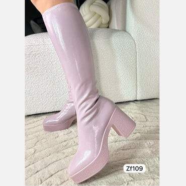 Bota caña alta lila tacon 9cm   Z521  C35