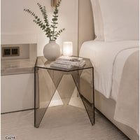 Mesa auxiliar acrílico gris de triángulos  40cm* 40cm* 43cm