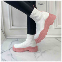 Botin blanco suela rosa 3cm   DKB6886  C5