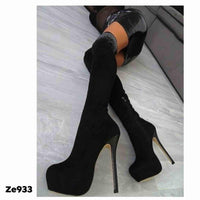 Bota caña alta negra apliques tacon 15cm  372-105  C4