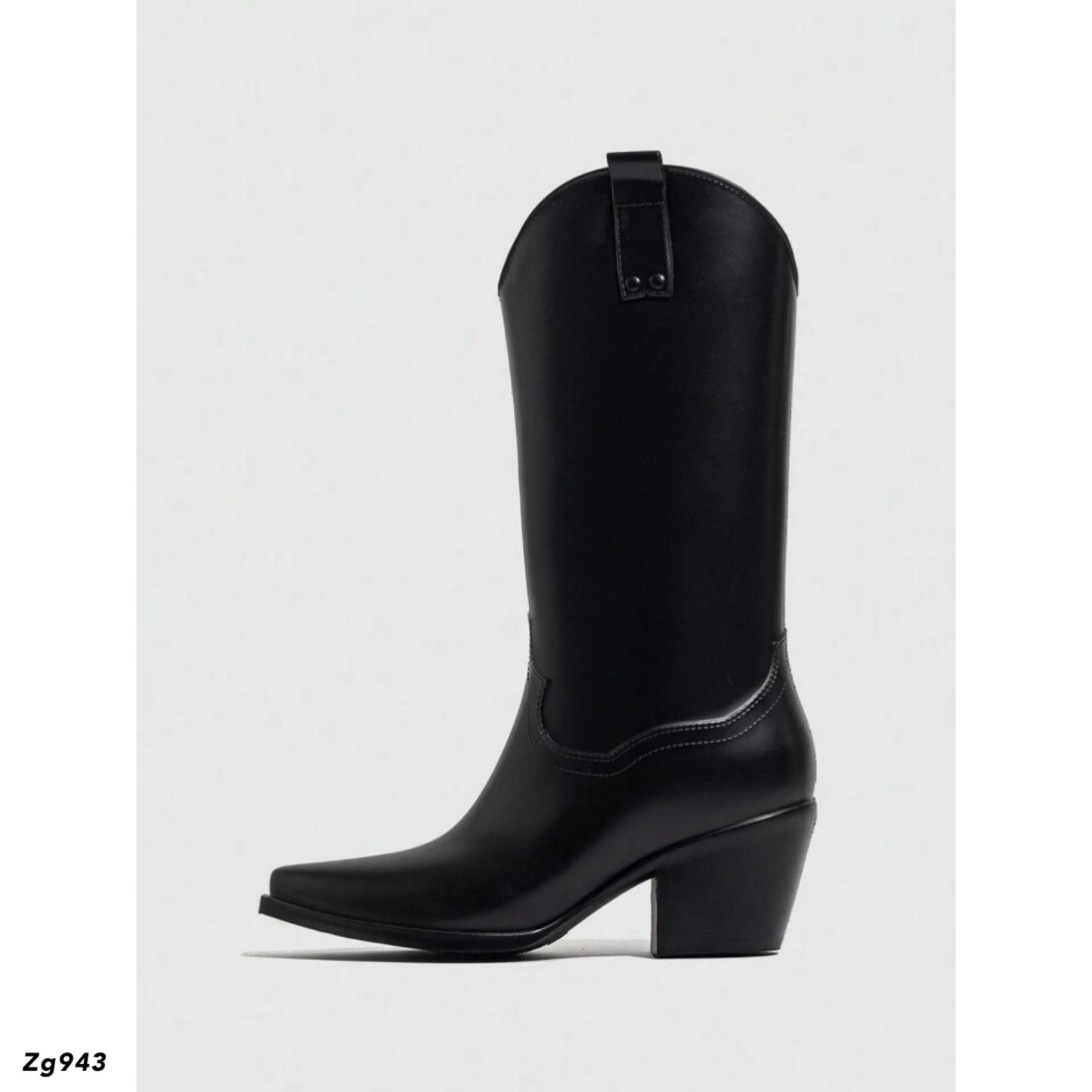 Bote texana de lluvia negro tacon 7cm   063-301