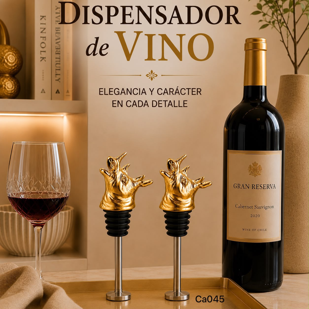 Dispensador de botellas metalico rinoceronte dorado  10.8cm* 5.5cm