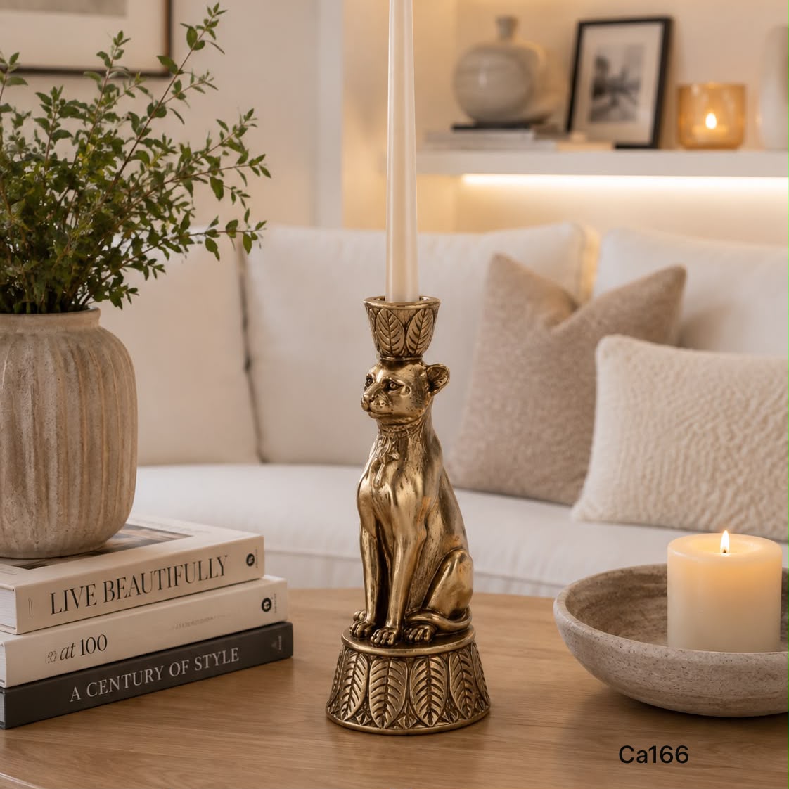 Candelabro leopardo dorado