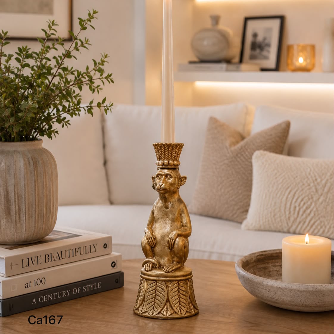 Candelabro mico dorado