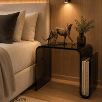 Mesa auxiliar curvas acrilico negro  45cm* 30cm* 45cm