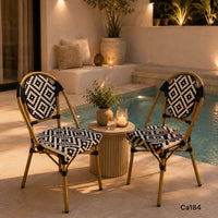 Silla de exterior tejido blanco y negro en rombos 70cm* 50cm* 135cm