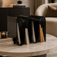 Mesa auxiliar biblioteca negra en ondas acrilico   43cm* 29.5cm* 34cm