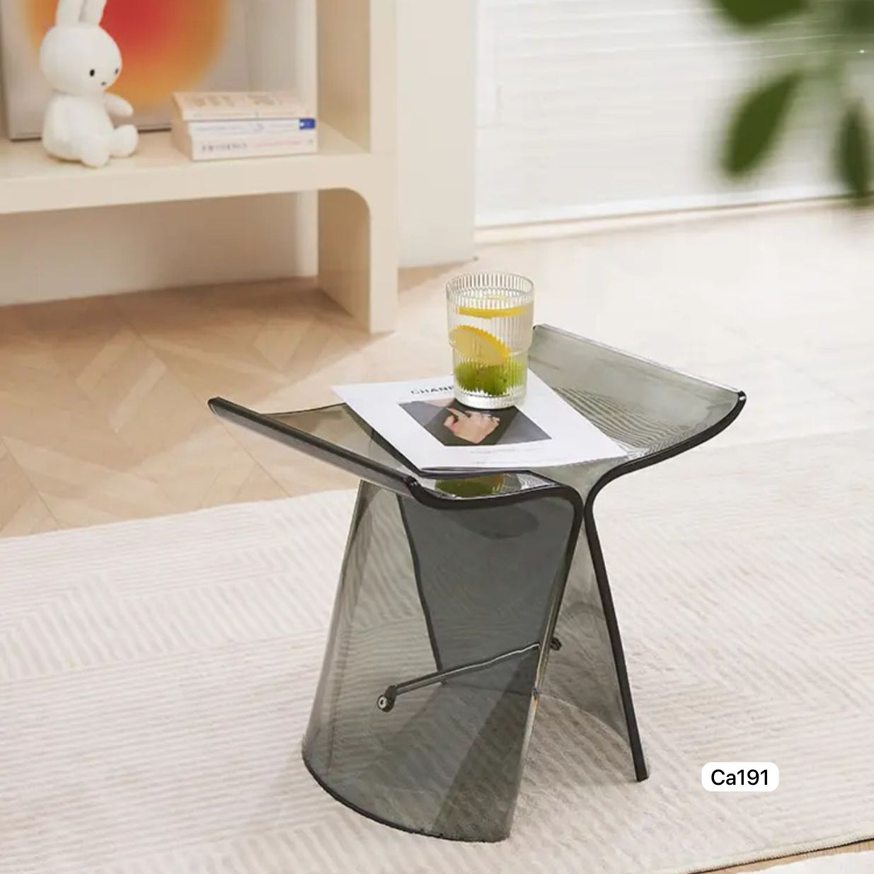 Mesa auxiliar mariposa negro transparente  43cm* 30cm* 38.5cm