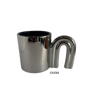 Taza plateado manija arco ceramica  450ml
