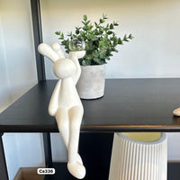 Articulo decorativo conejo blanco mano levantada detalle bola cristal  8* 9,5* 22cm