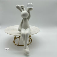 Articulo decorativo conejo blanco mano levantada detalle bola cristal  8* 9,5* 22cm
