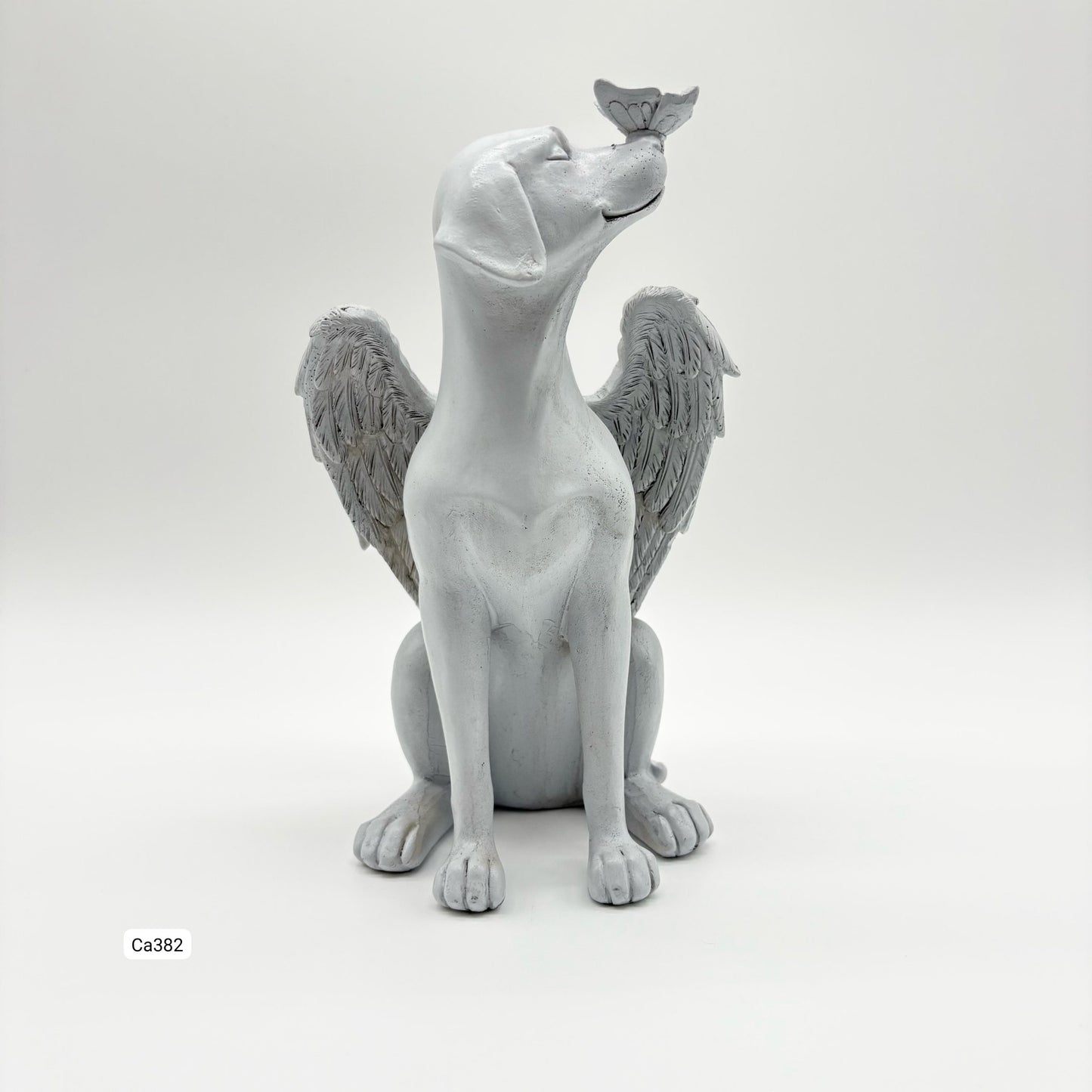 Articulo decorativo perro angel gris  12cm* 11cm* 21cm