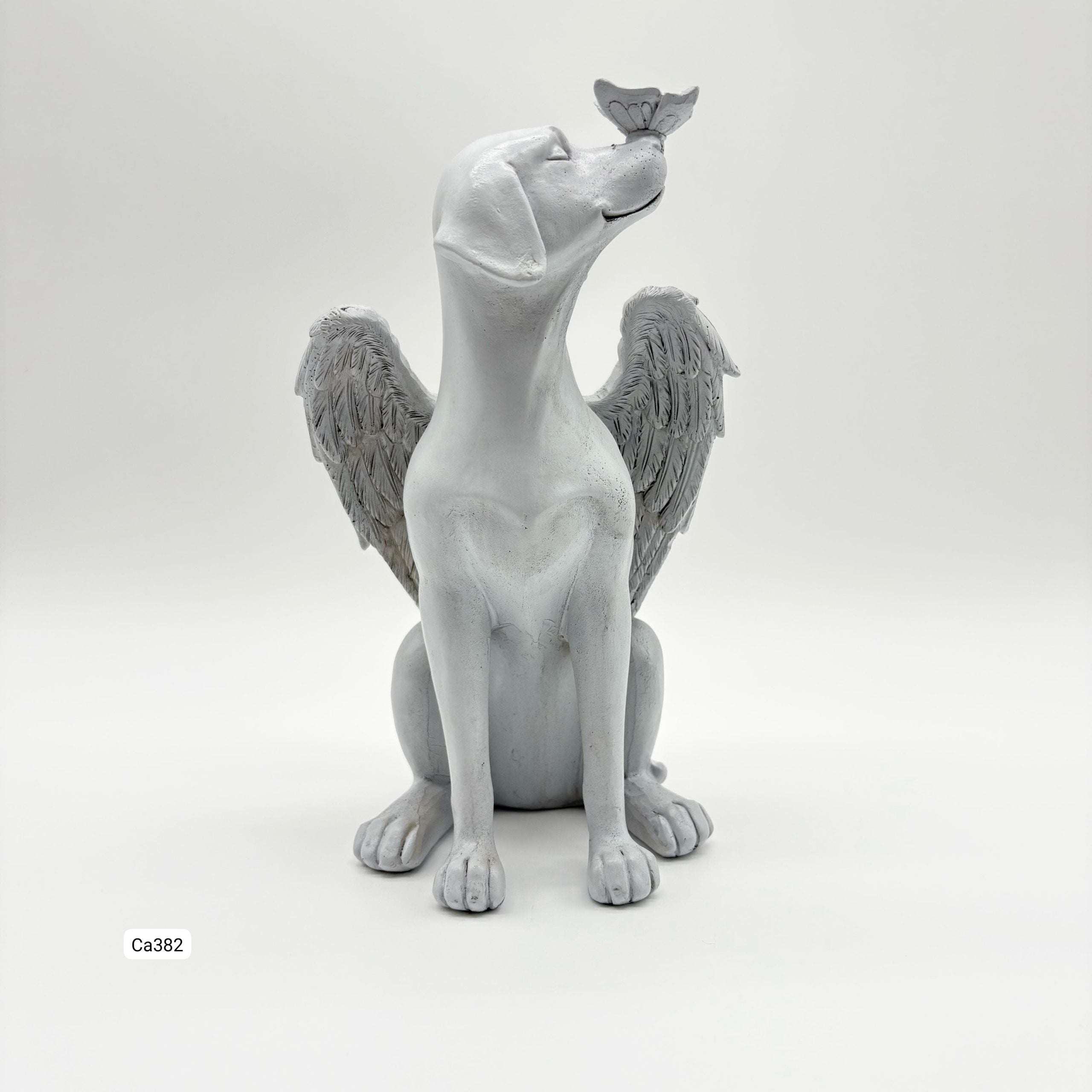 Articulo decorativo perro angel gris  12cm* 11cm* 21cm