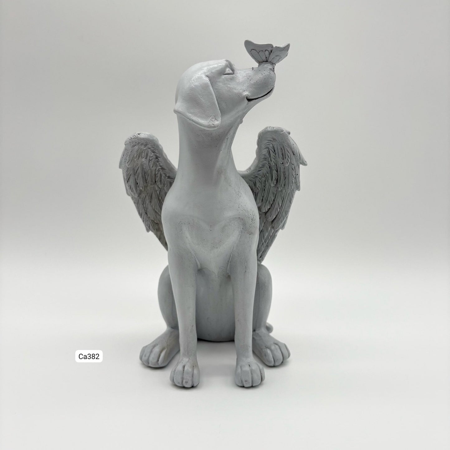 Articulo decorativo perro angel gris  12cm* 11cm* 21cm