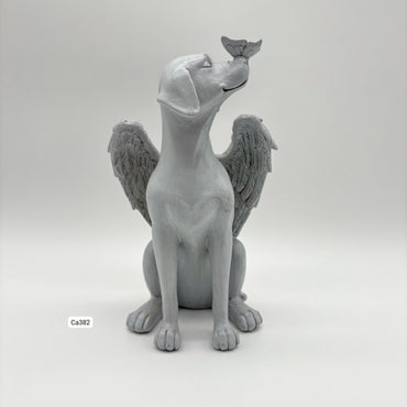 Articulo decorativo perro angel gris  12cm* 11cm* 21cm