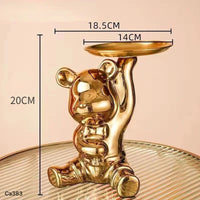 Articulo decorativo oso dorado mano levantada bandeja   18cm* 17cm* 20,5cm