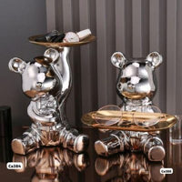 Articulo decorativo oso plateado bandeja   17,5cm* 15,5cm* 19cm